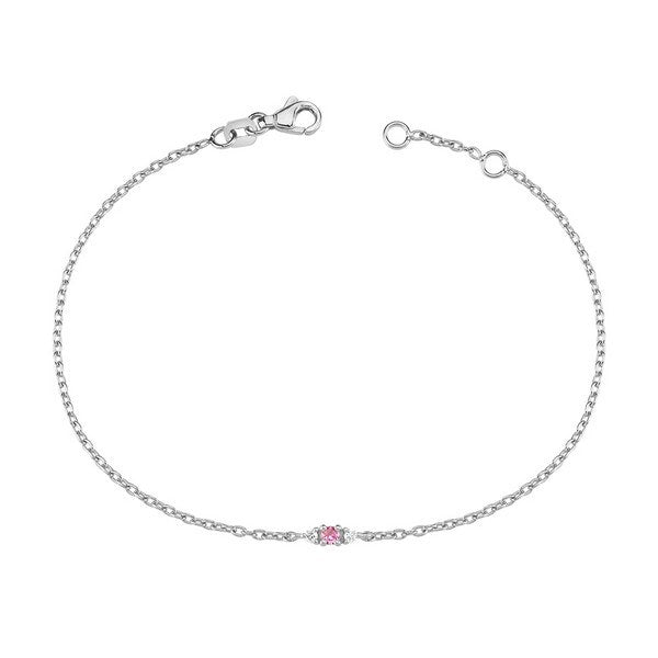 Petit armbånd i 14 kt hvidguld med pink safir og diamanter – Nuran